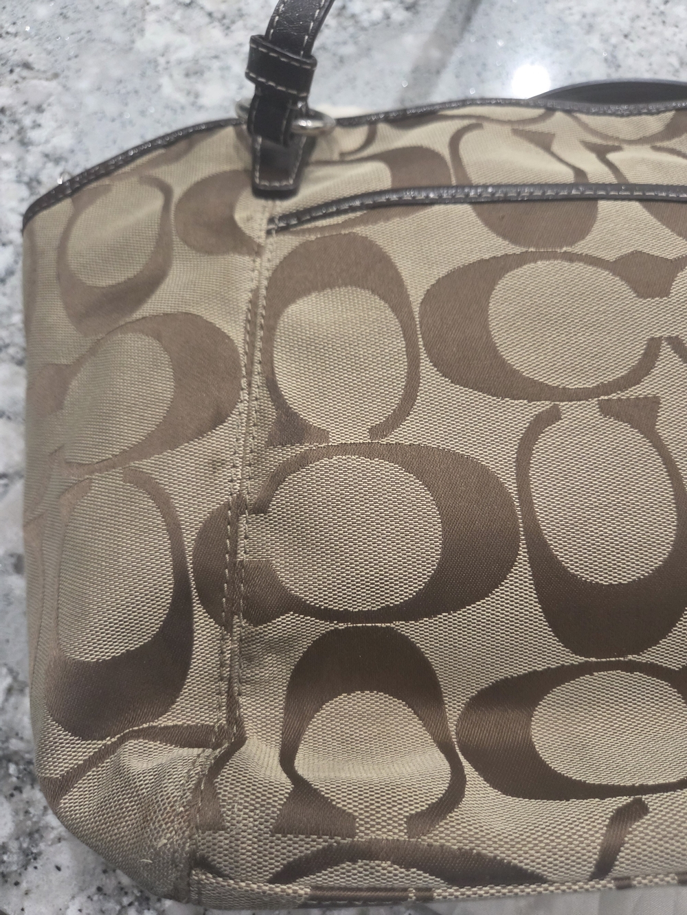 Coach Signature Canvas Tan Shoulder Bag - Picture 7 of 7
